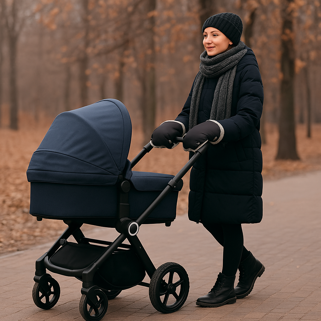 Extra-Thick Winter Stroller Gloves – Waterproof & Windproof Pram Hand Muffs | Universal Fit, Plush Fleece Lining, Anti-Freeze Handle Warmers for Pushchairs, Buggies & Bikes