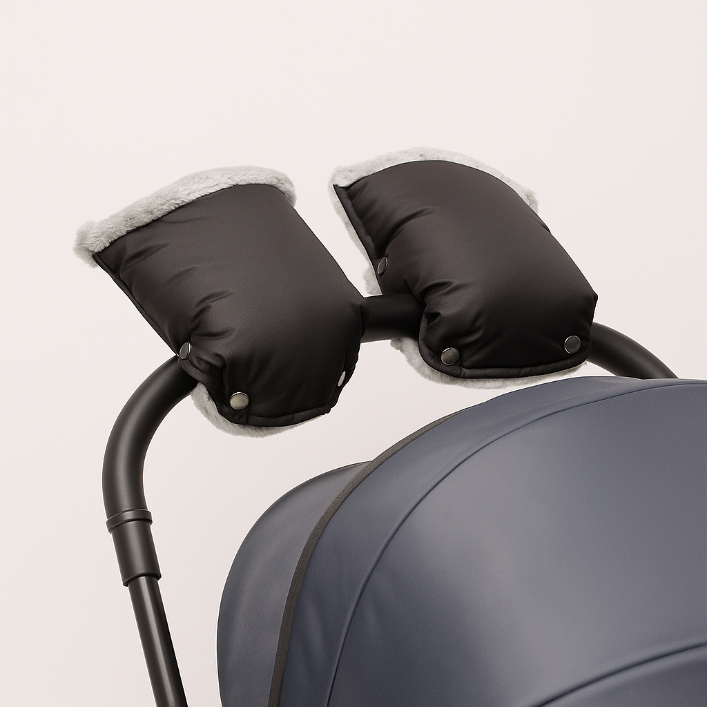 Extra-Thick Winter Stroller Gloves – Waterproof & Windproof Pram Hand Muffs | Universal Fit, Plush Fleece Lining, Anti-Freeze Handle Warmers for Pushchairs, Buggies & Bikes