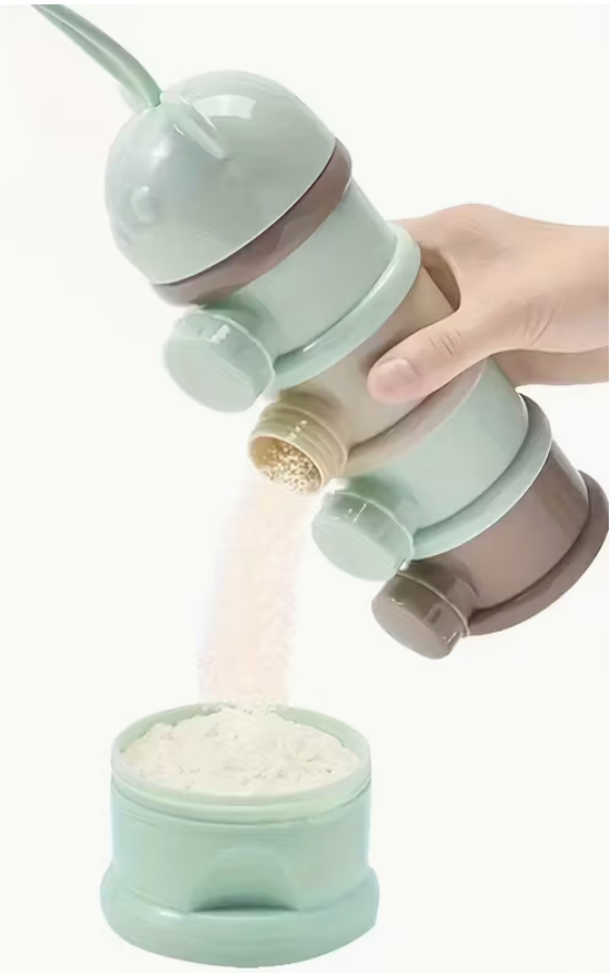 Baby Portable Milk Powder & Food Storage Box – Multi-Layer Baby Formula Container | Cute Design | Non-Toxic Plastic | Green
